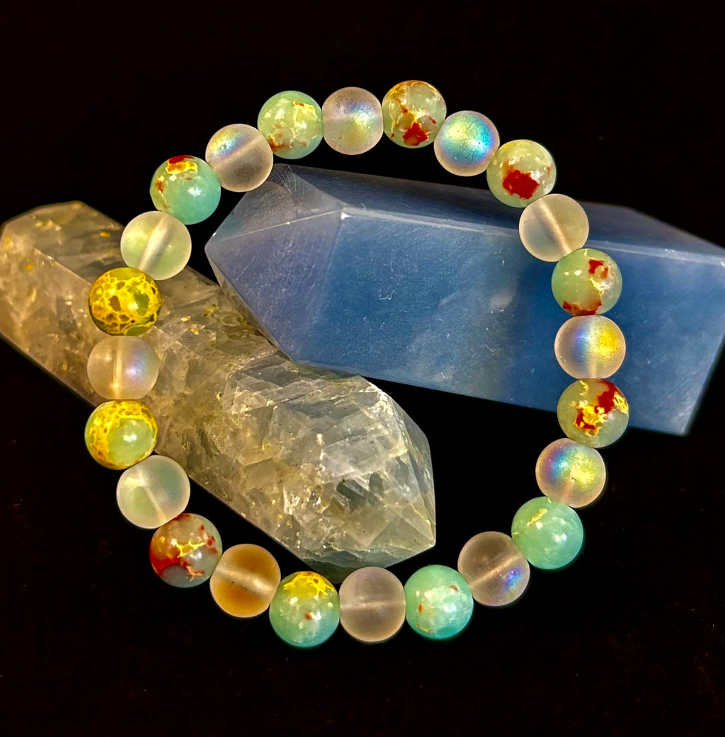 Ocean Breeze Resin Bead Bracelet – Sea Glass Vibes