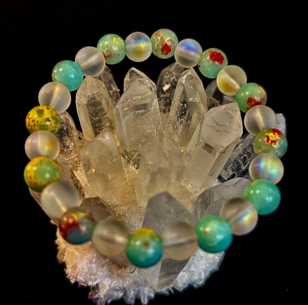 Ocean Breeze Resin Bead Bracelet – Sea Glass Vibes