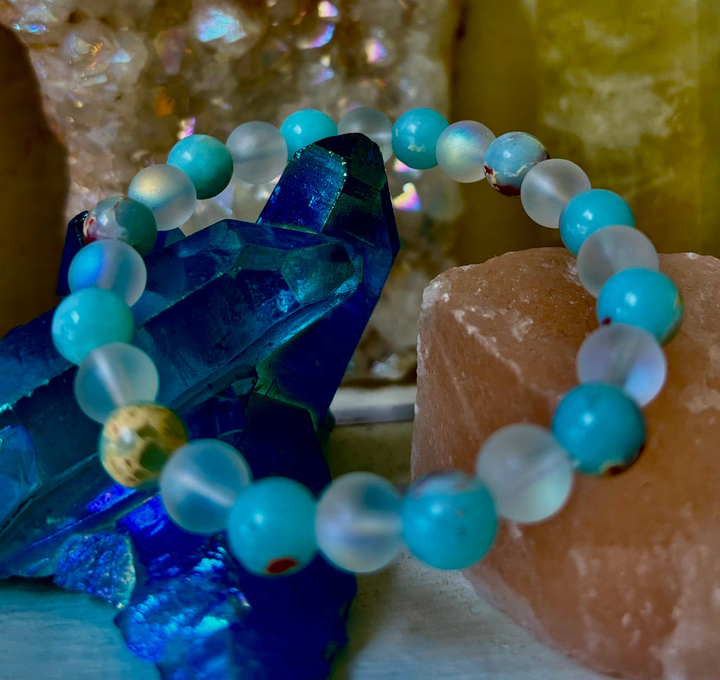 Ocean Breeze Resin Bead Bracelet – Sea Glass Vibes