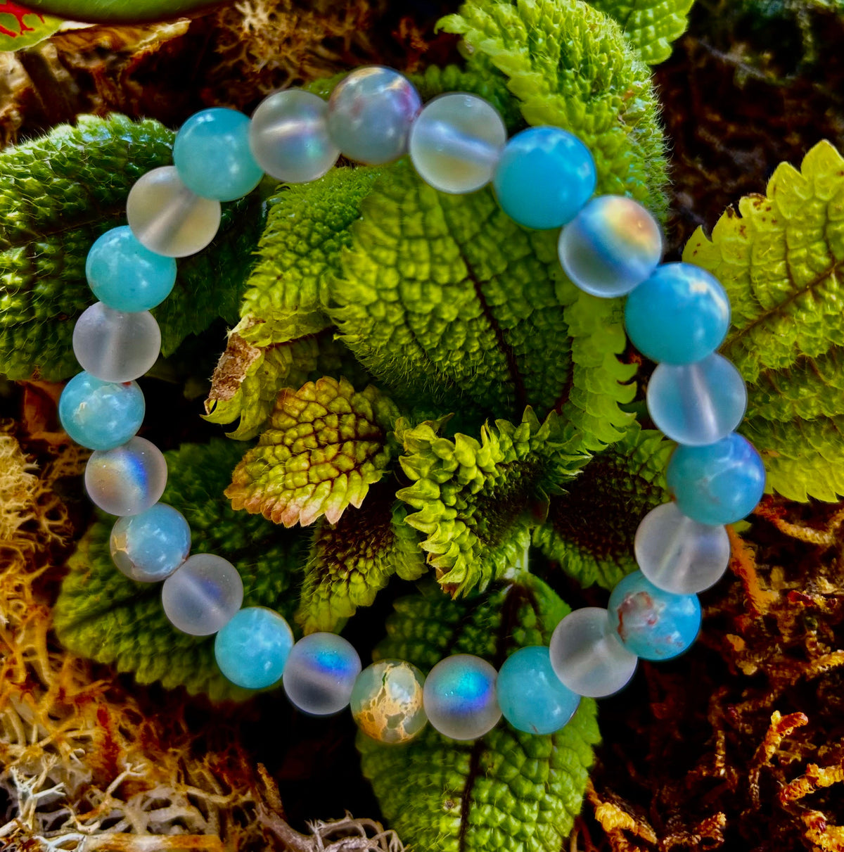 Ocean Breeze Resin Bead Bracelet – Sea Glass Vibes