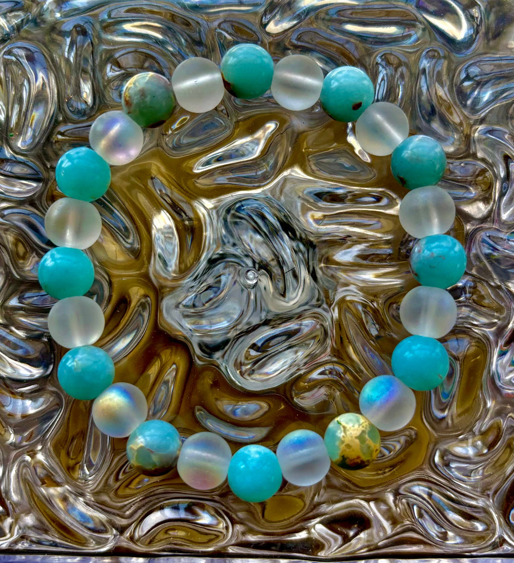 Ocean Breeze Resin Bead Bracelet – Sea Glass Vibes