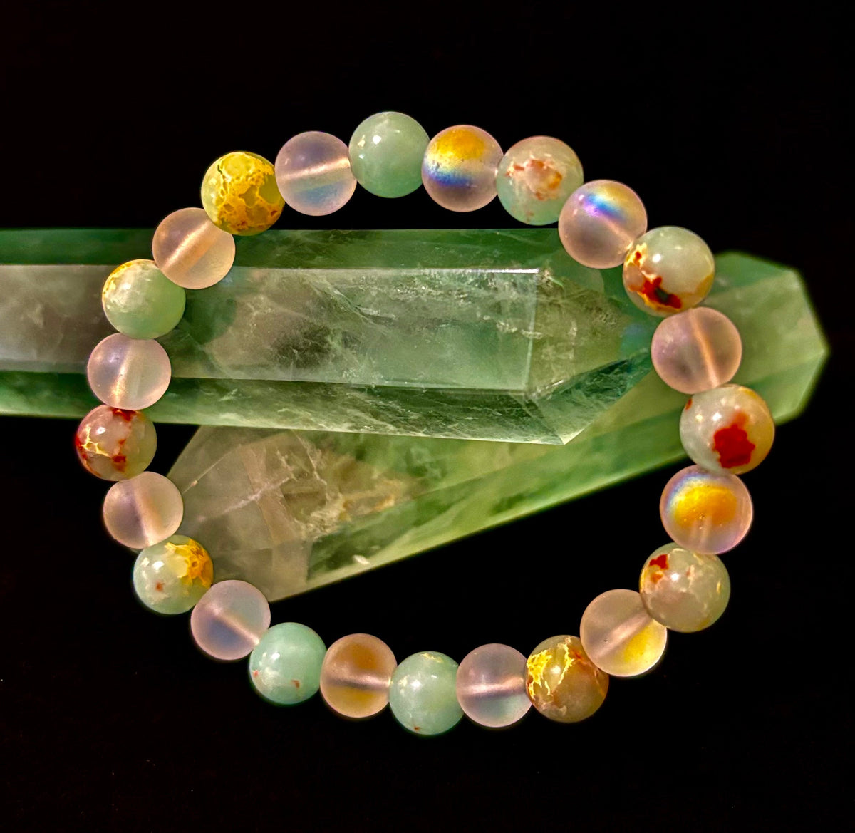 Ocean Breeze Resin Bead Bracelet – Sea Glass Vibes