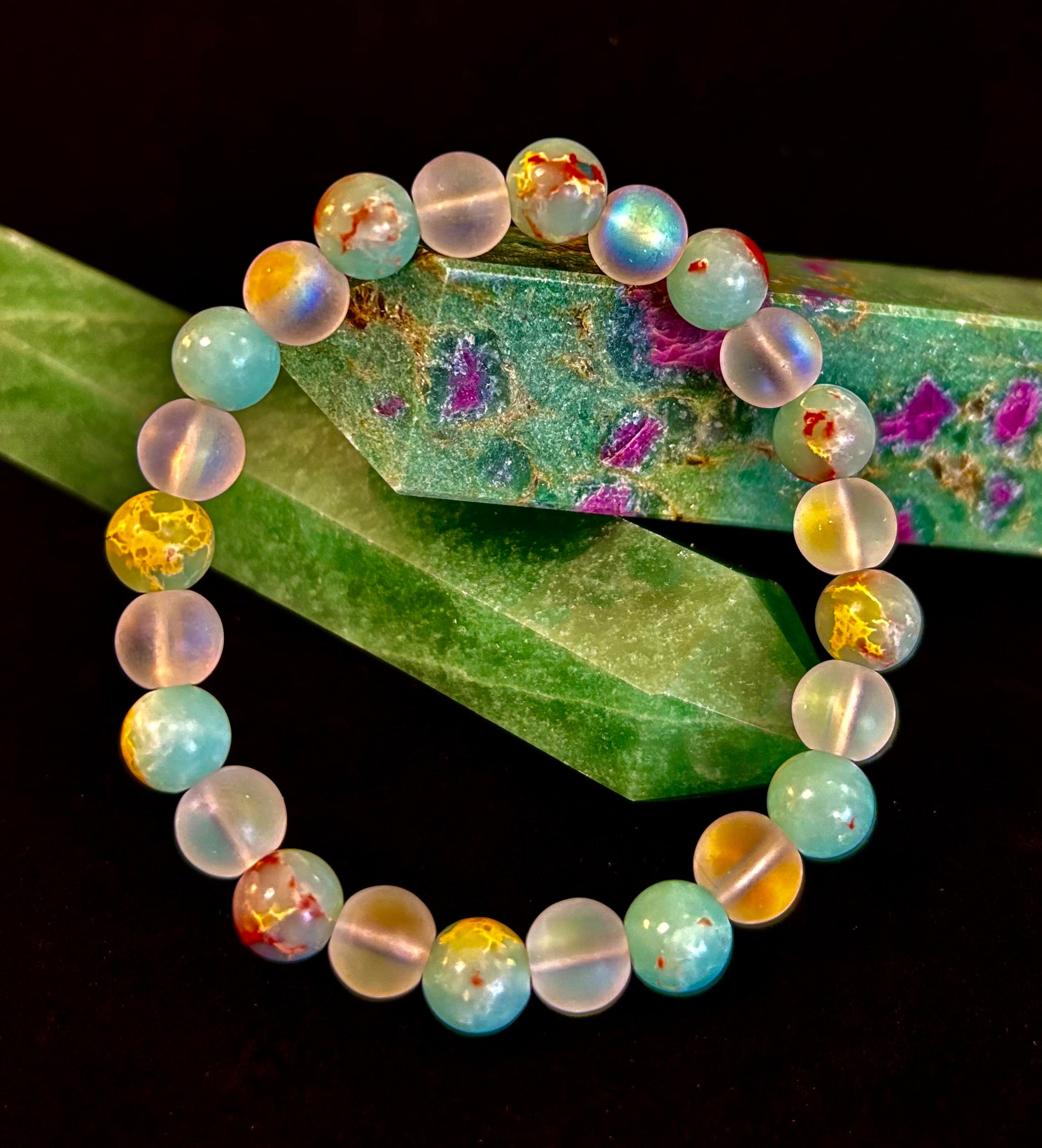 Ocean Breeze Resin Bead Bracelet – Sea Glass Vibes