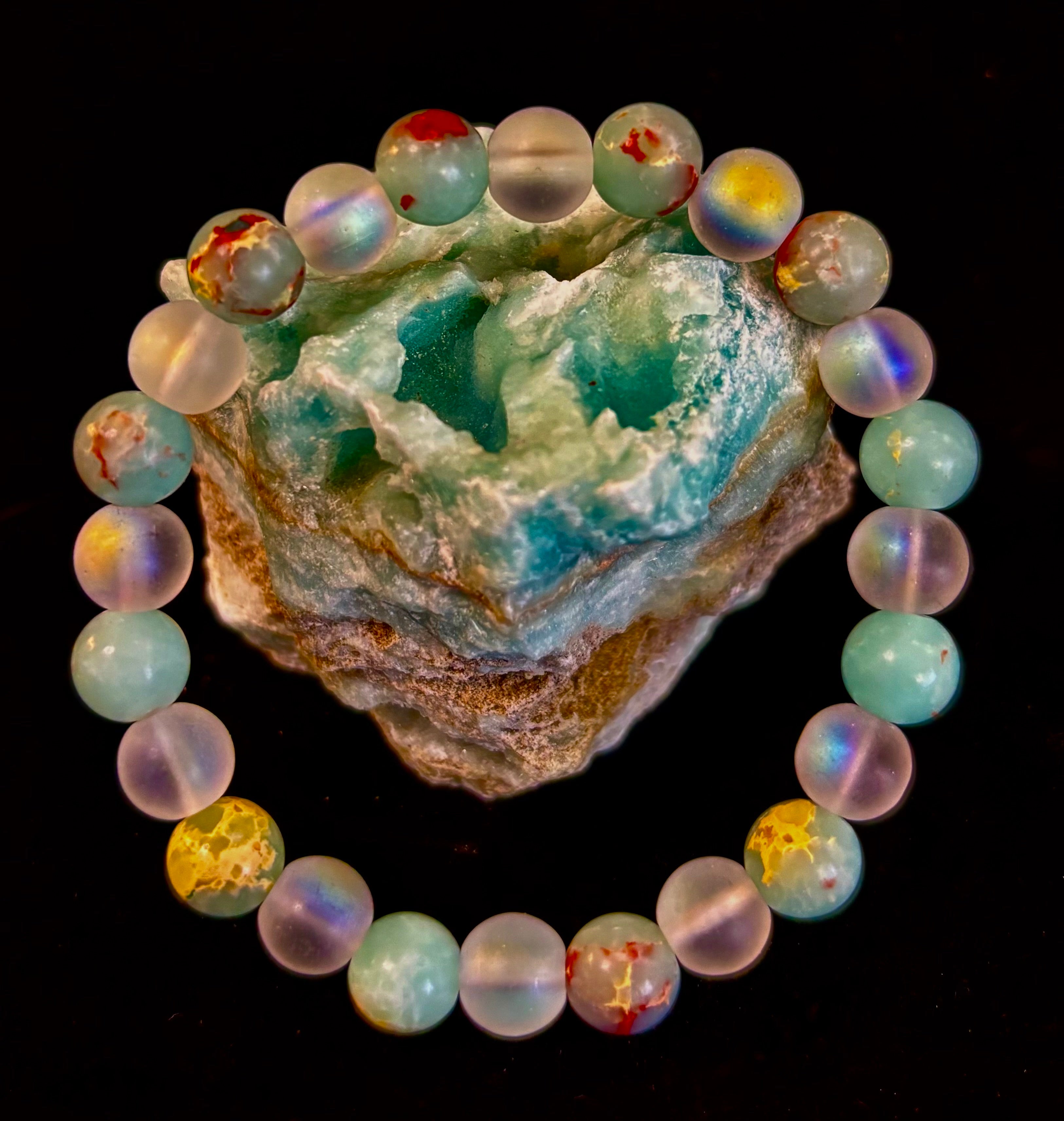 Ocean Breeze Resin Bead Bracelet – Sea Glass Vibes