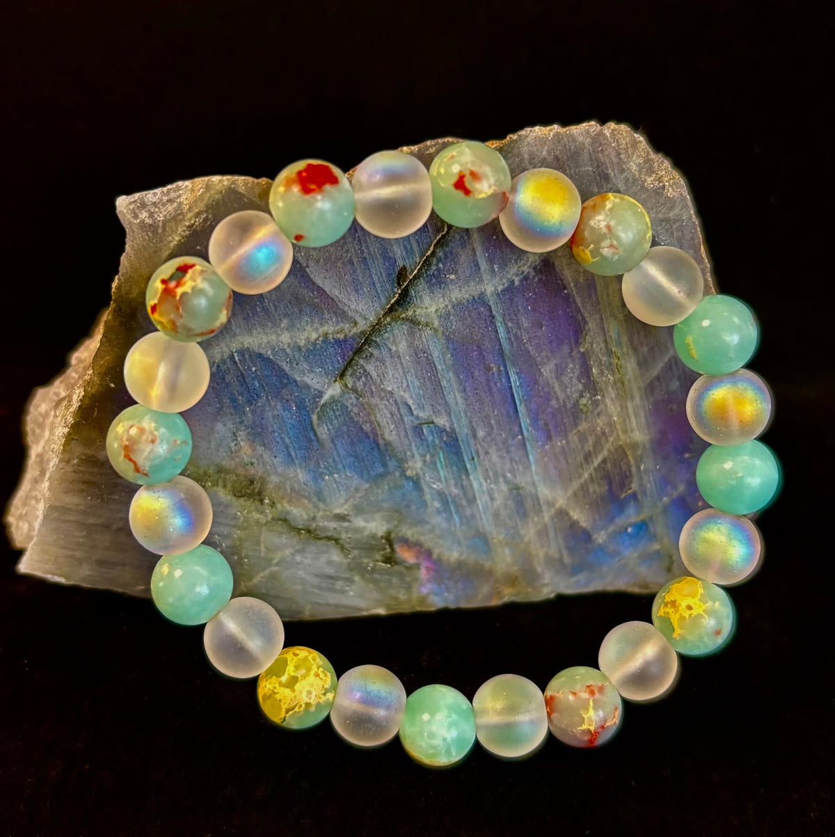 Ocean Breeze Resin Bead Bracelet – Sea Glass Vibes