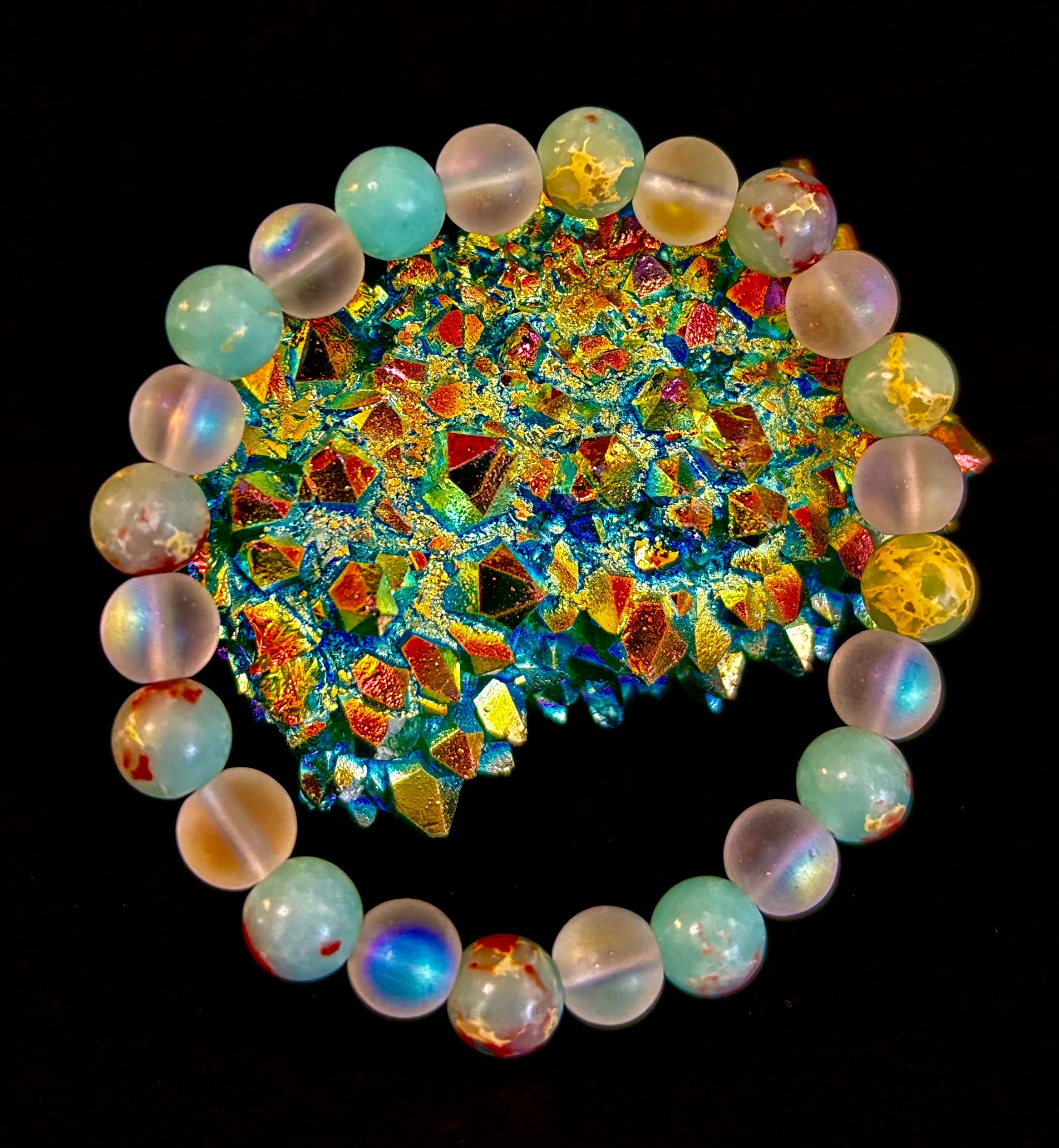 Ocean Breeze Resin Bead Bracelet – Sea Glass Vibes