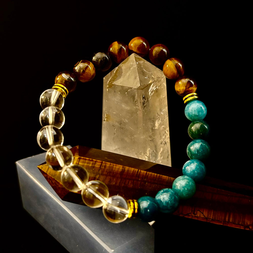 Make Your Move Bracelet – Blue Apatite, Tiger Eye & Clear Quartz - Motivation, Willpower & Energy Balance