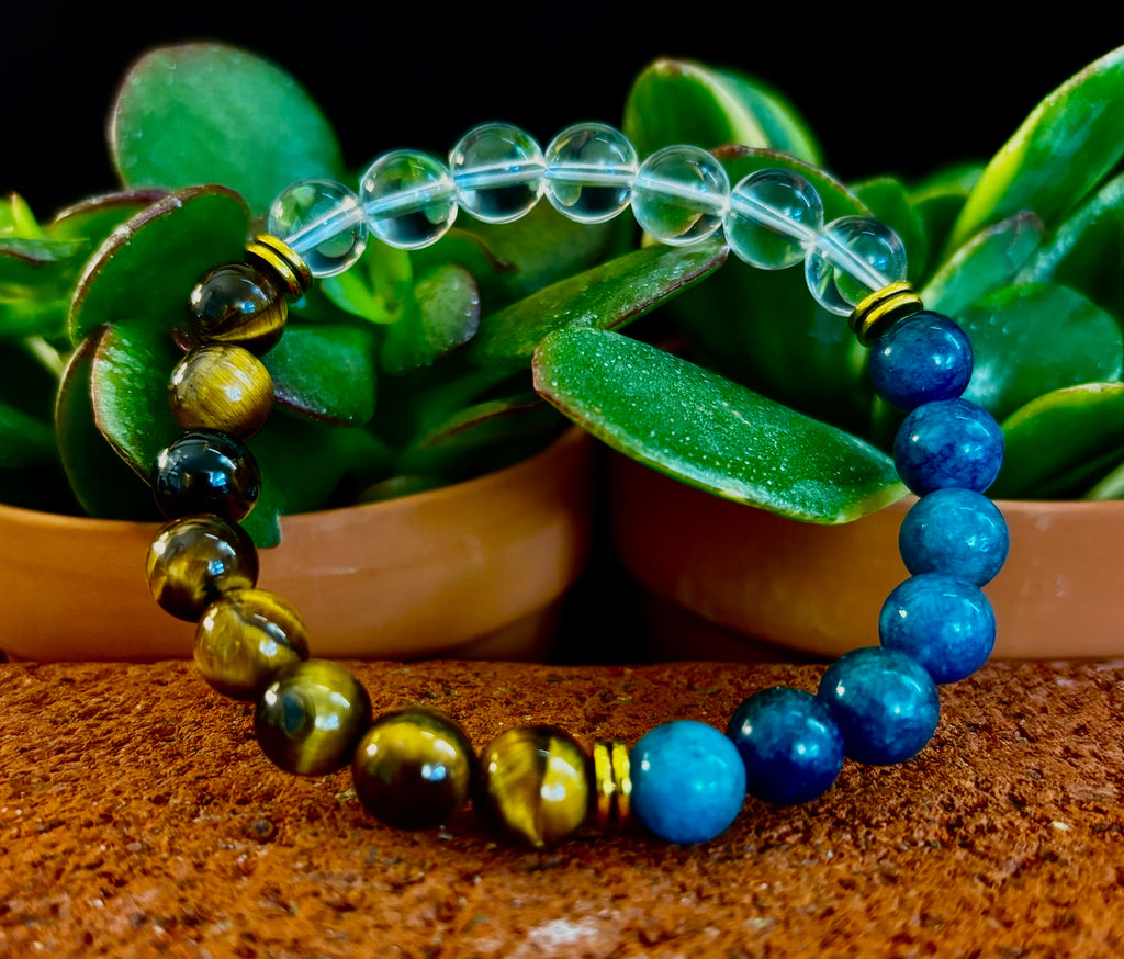 Make Your Move Bracelet – Blue Apatite, Tiger Eye & Clear Quartz - Motivation, Willpower & Energy Balance