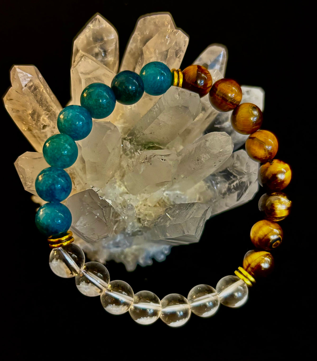 Make Your Move Bracelet – Blue Apatite, Tiger Eye & Clear Quartz - Motivation, Willpower & Energy Balance