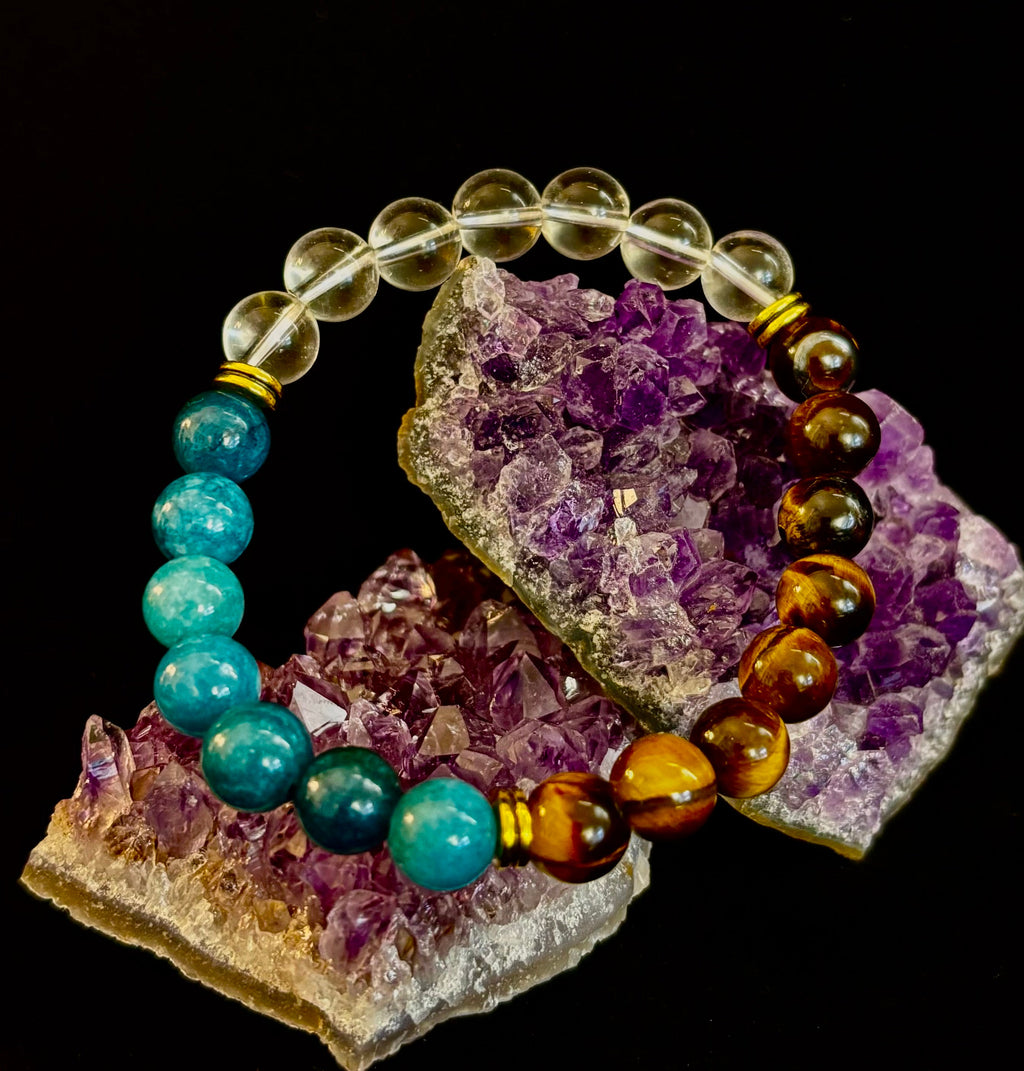 Make Your Move Bracelet – Blue Apatite, Tiger Eye & Clear Quartz - Motivation, Willpower & Energy Balance