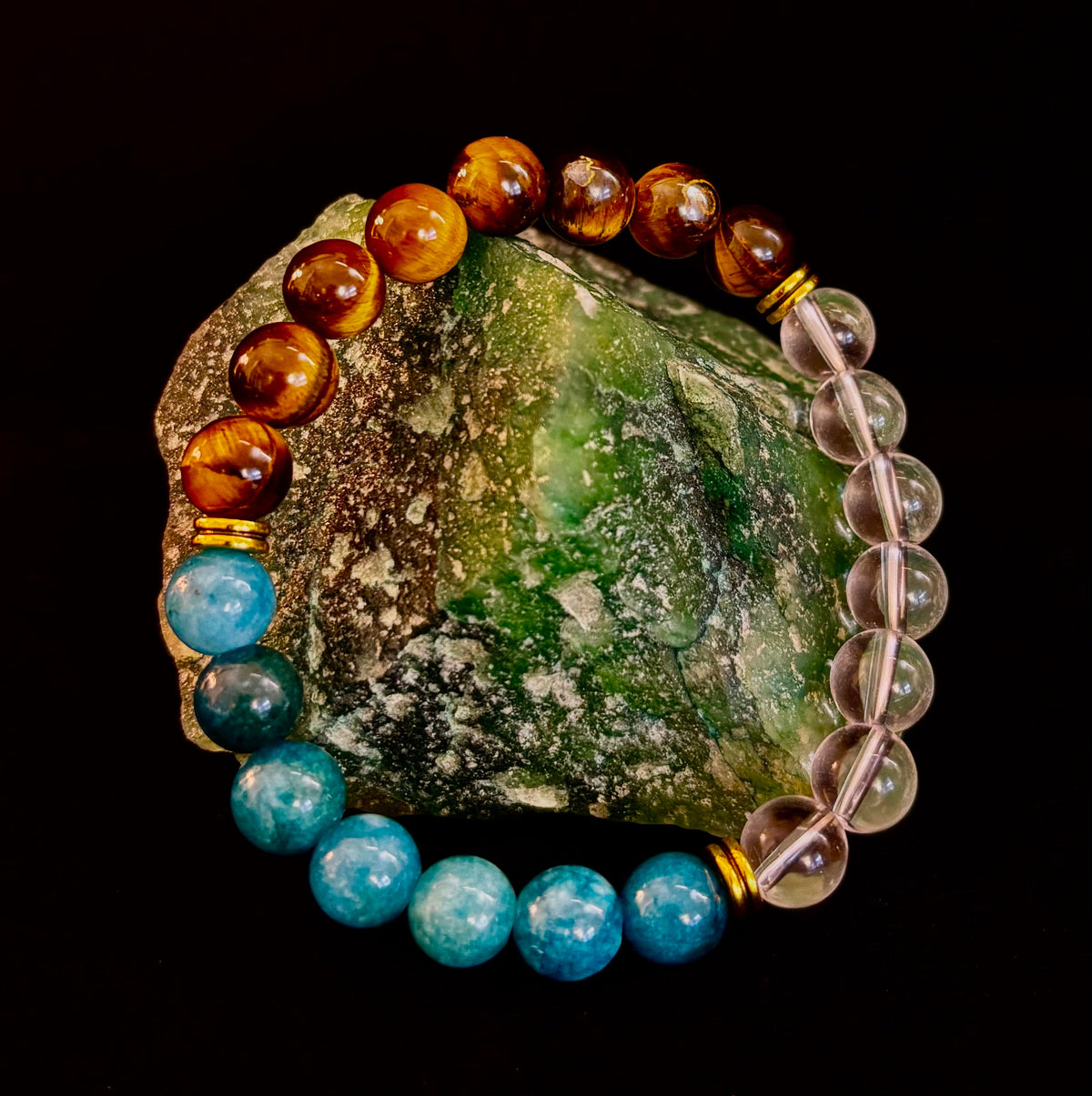 Make Your Move Bracelet – Blue Apatite, Tiger Eye & Clear Quartz - Motivation, Willpower & Energy Balance