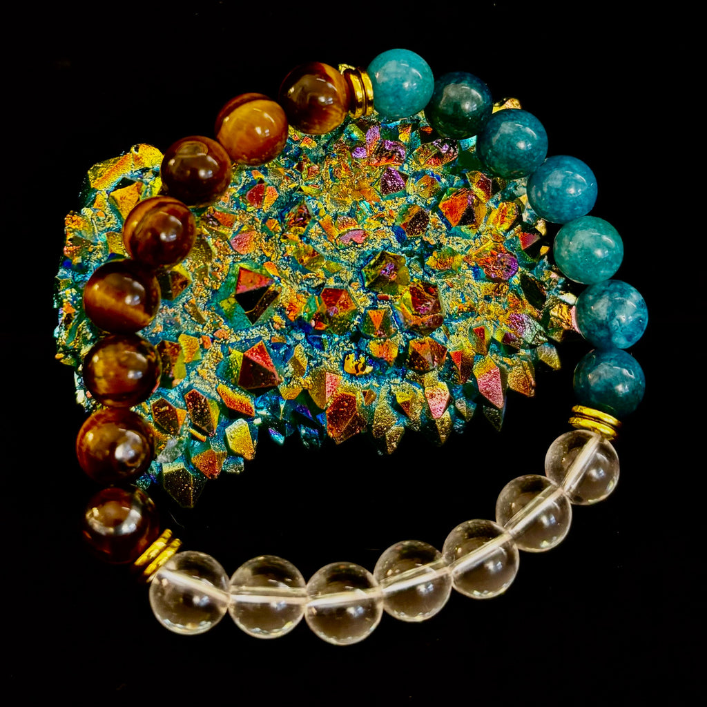 Make Your Move Bracelet – Blue Apatite, Tiger Eye & Clear Quartz - Motivation, Willpower & Energy Balance