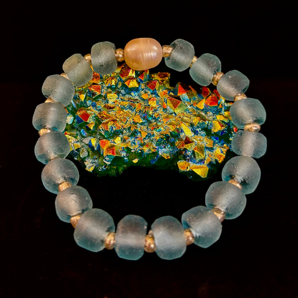 Ocean Aura Sea Glass & Pearl Bracelet