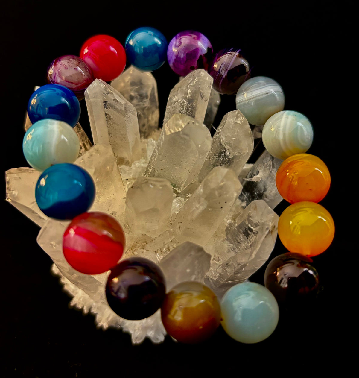 Happy Vibes Banded Agate Crystal Bracelet