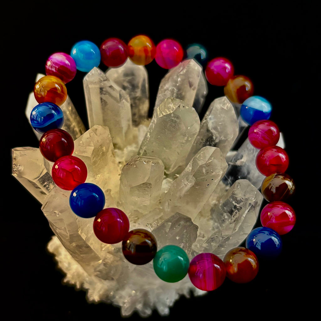 Happy Vibes Banded Agate Crystal Bracelet