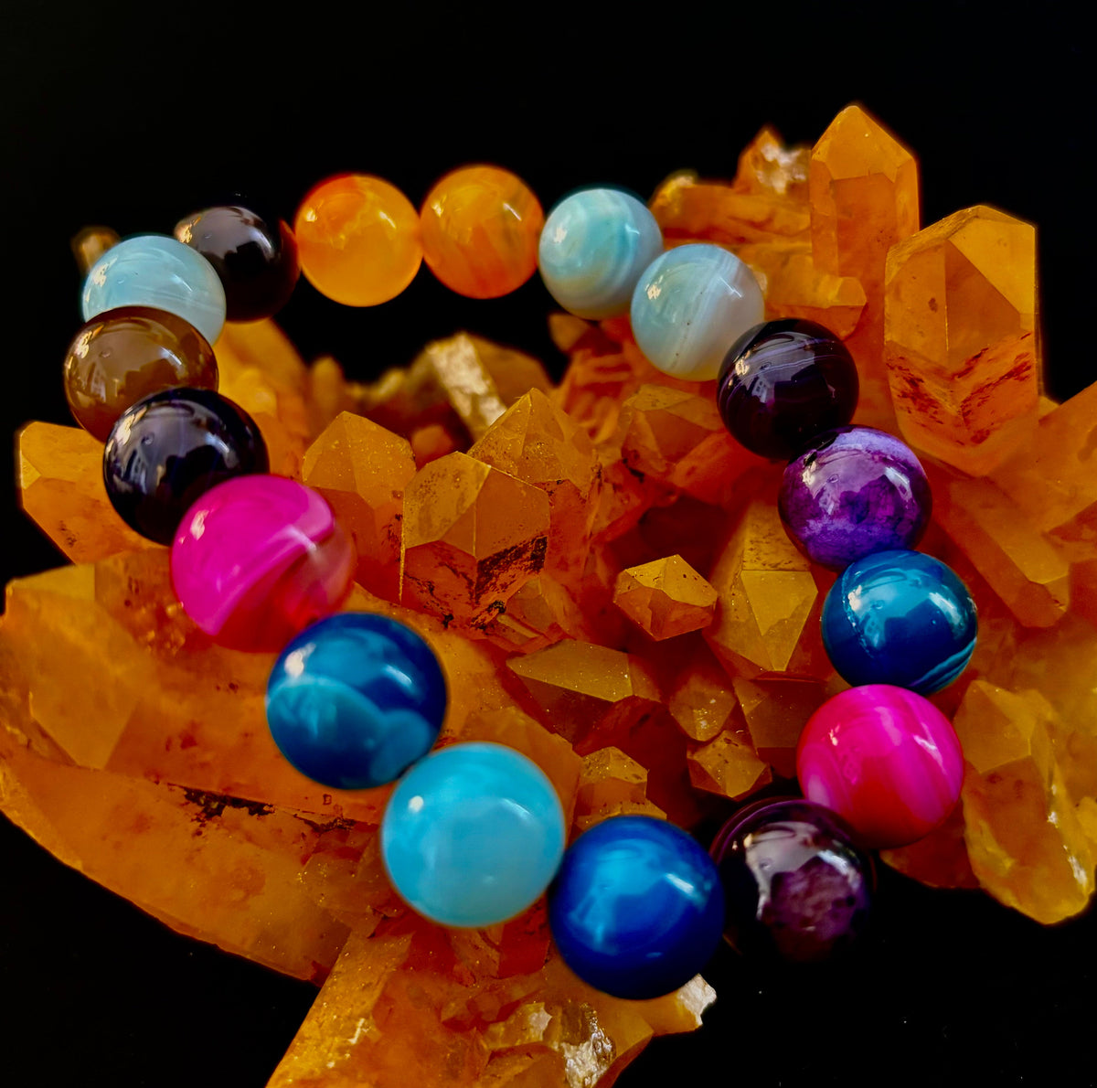 Happy Vibes Banded Agate Crystal Bracelet