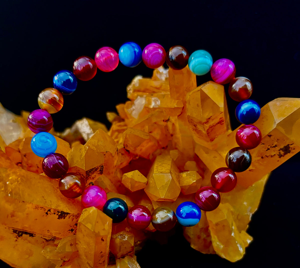 Happy Vibes Banded Agate Crystal Bracelet