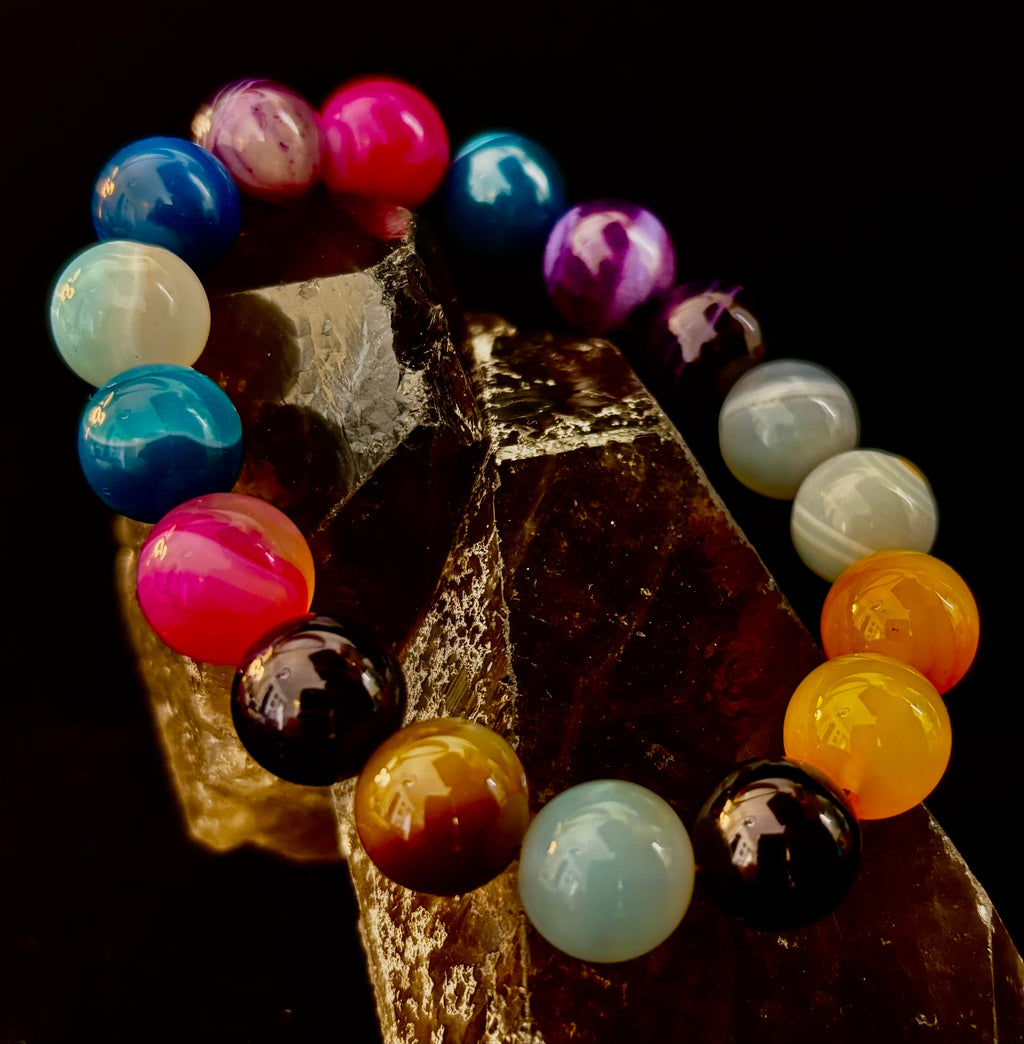 Happy Vibes Banded Agate Crystal Bracelet