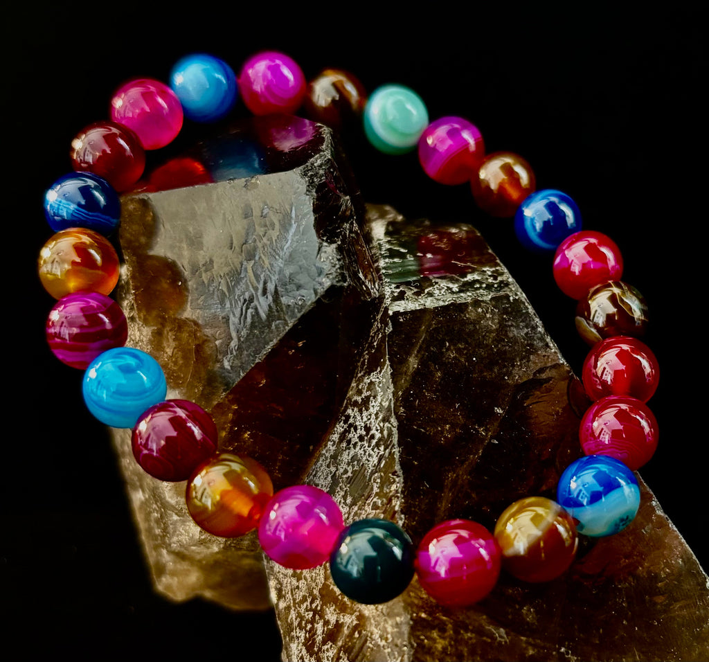 Happy Vibes Banded Agate Crystal Bracelet