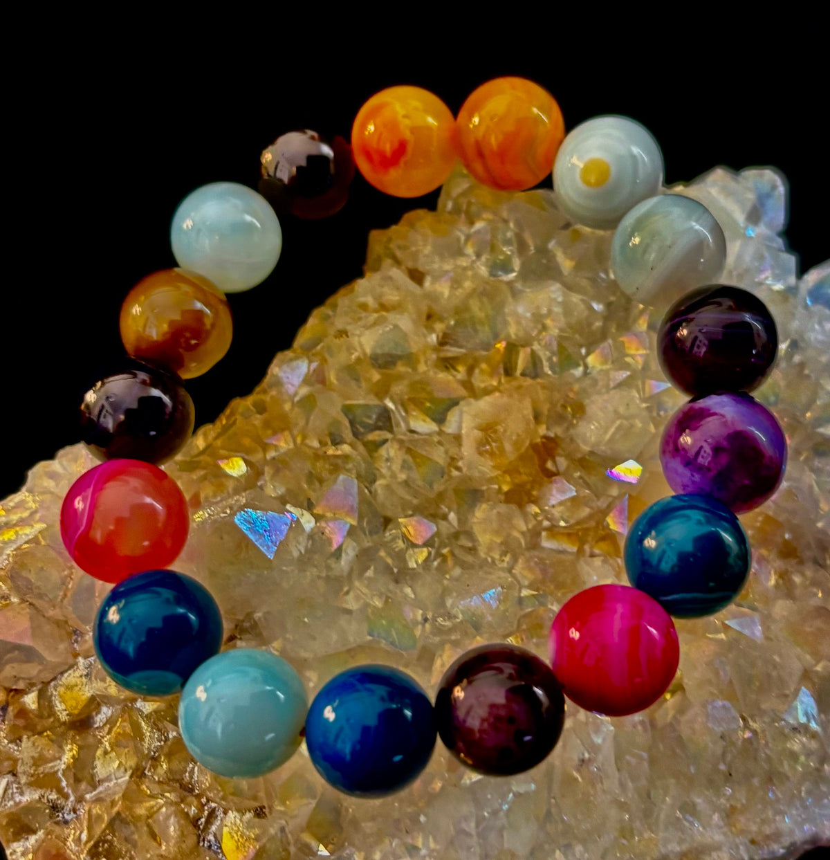 Happy Vibes Banded Agate Crystal Bracelet