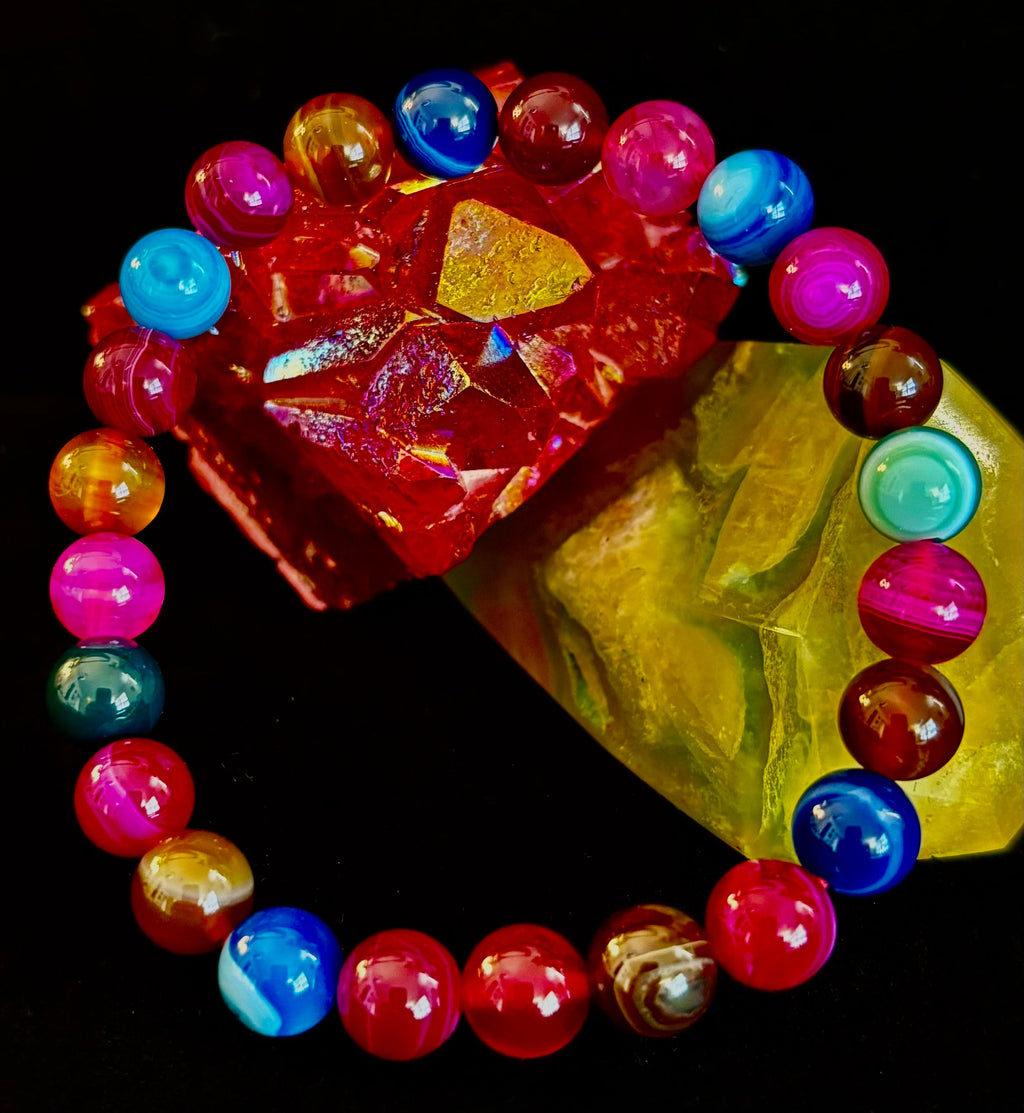 Happy Vibes Banded Agate Crystal Bracelet