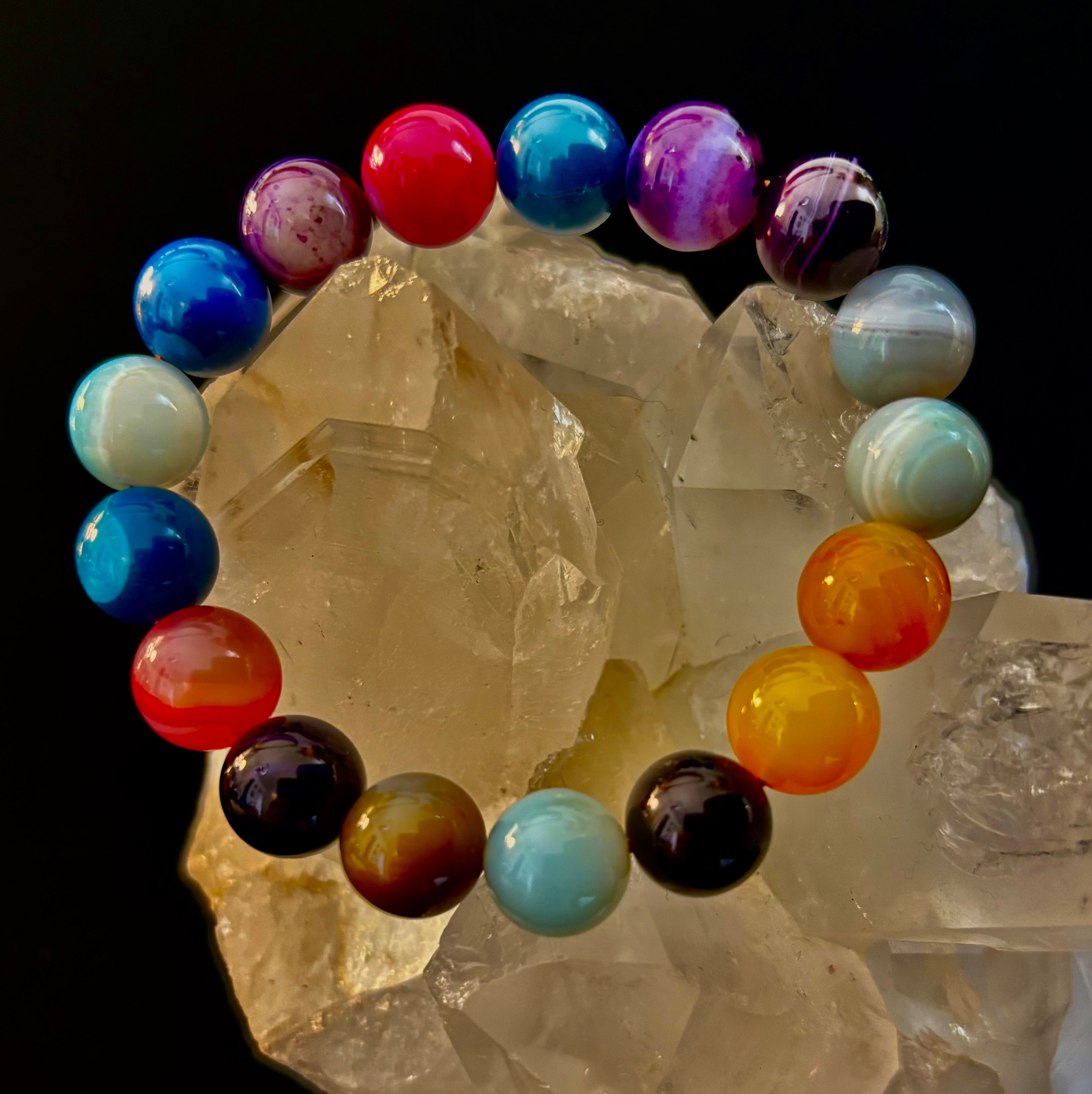 Happy Vibes Banded Agate Crystal Bracelet