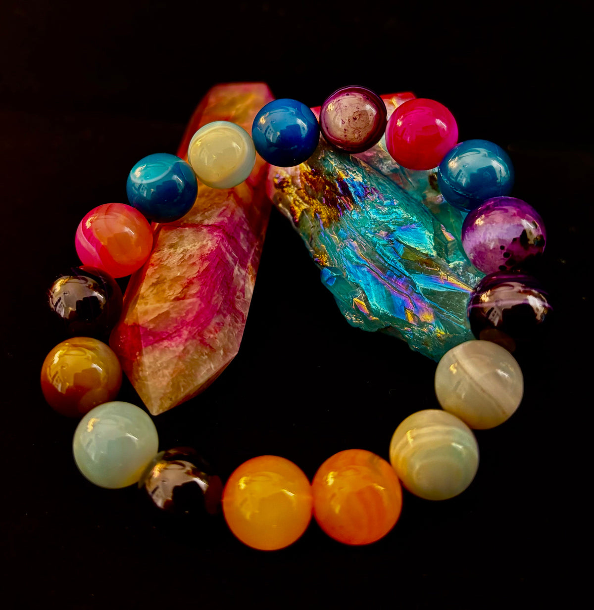 Happy Vibes Banded Agate Crystal Bracelet
