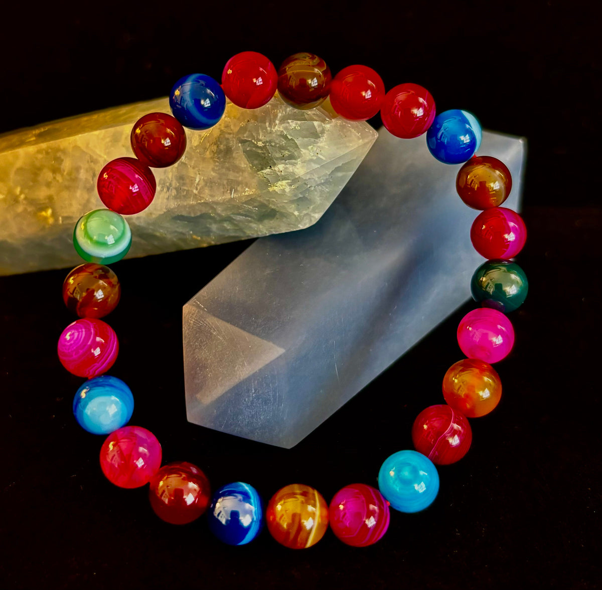 Happy Vibes Banded Agate Crystal Bracelet