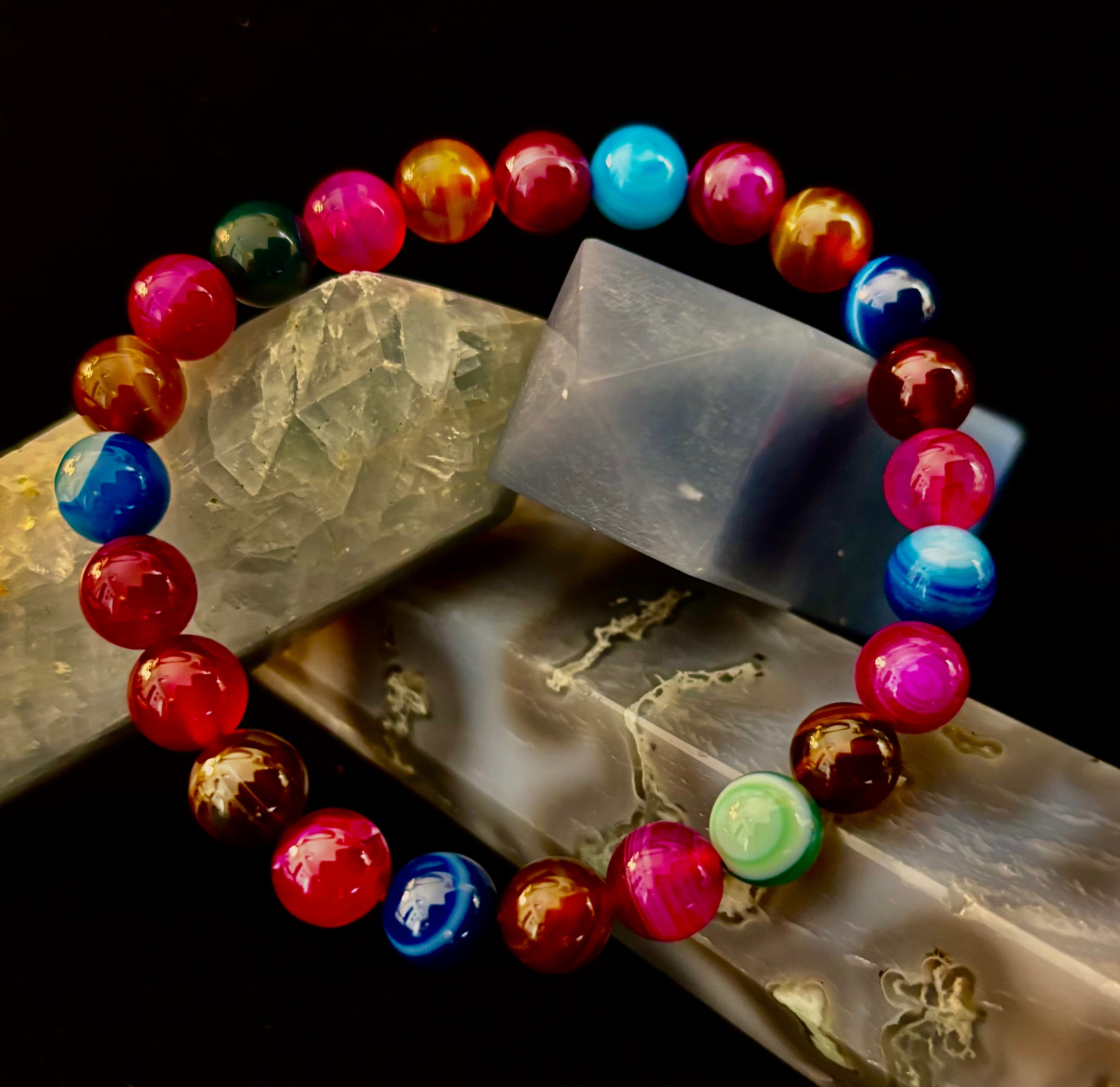 Happy Vibes Banded Agate Crystal Bracelet