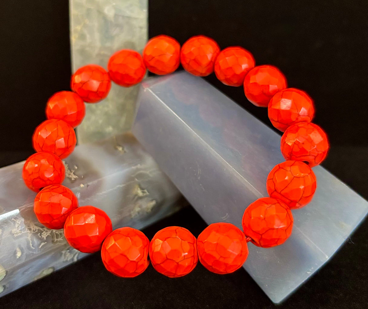 🔥 Wicked Glam Fire Energy Bracelet – Orange Howlite Power Statement 🔥