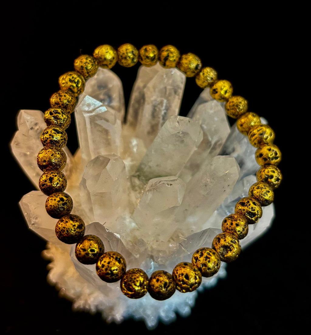 Metallic Lava Rock Essential Oil Diffuser Bracelet in Gold, Silver & Rose Gold (6mm & 8mm)
