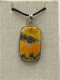 Sterling Silver Rectangle   Bumblebee Jasper Pendant