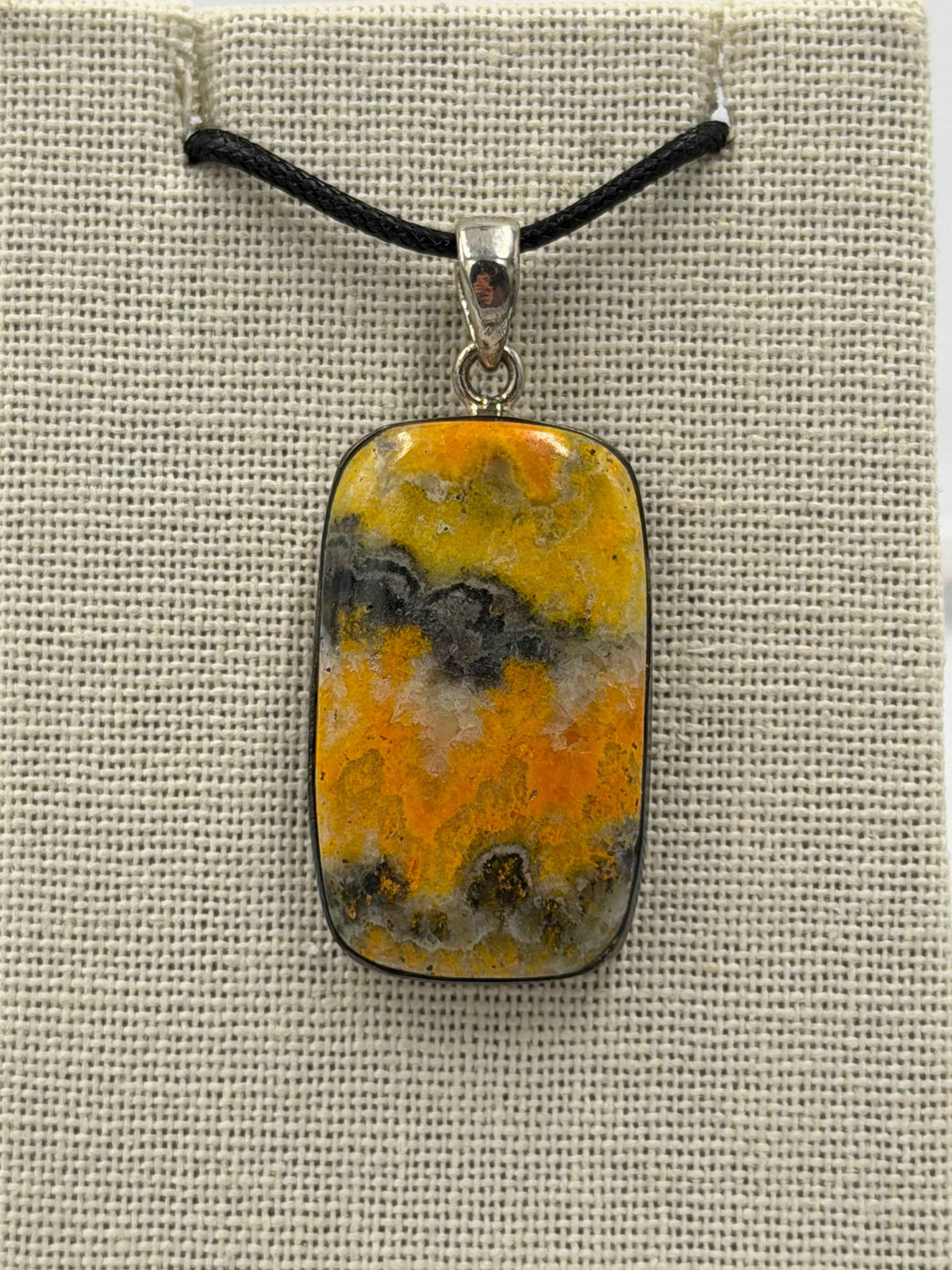 Sterling Silver Rectangle   Bumblebee Jasper Pendant