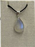 Sterling Silver Teardrop Rainbow Moonstone Pendant