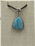Sterling Silver Stud Bezeled Larimar Pendant