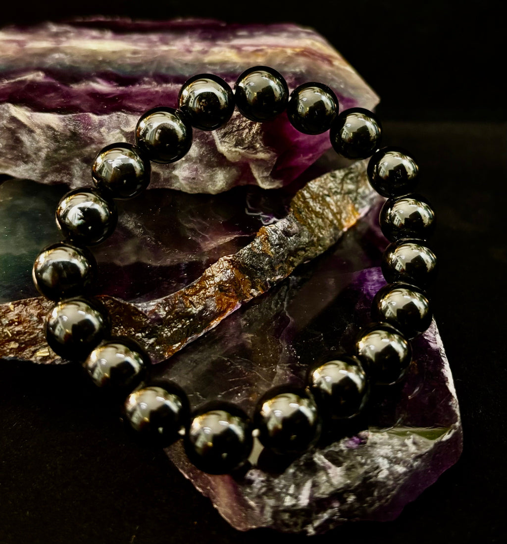 Black Onyx 8mm & 10mm Reiki-Infused Protection & Grounding Bracelet