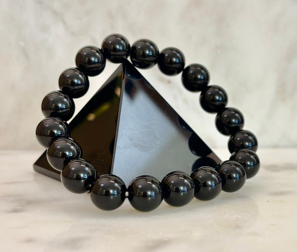 Black Onyx 8mm & 10mm Reiki-Infused Protection & Grounding Bracelet