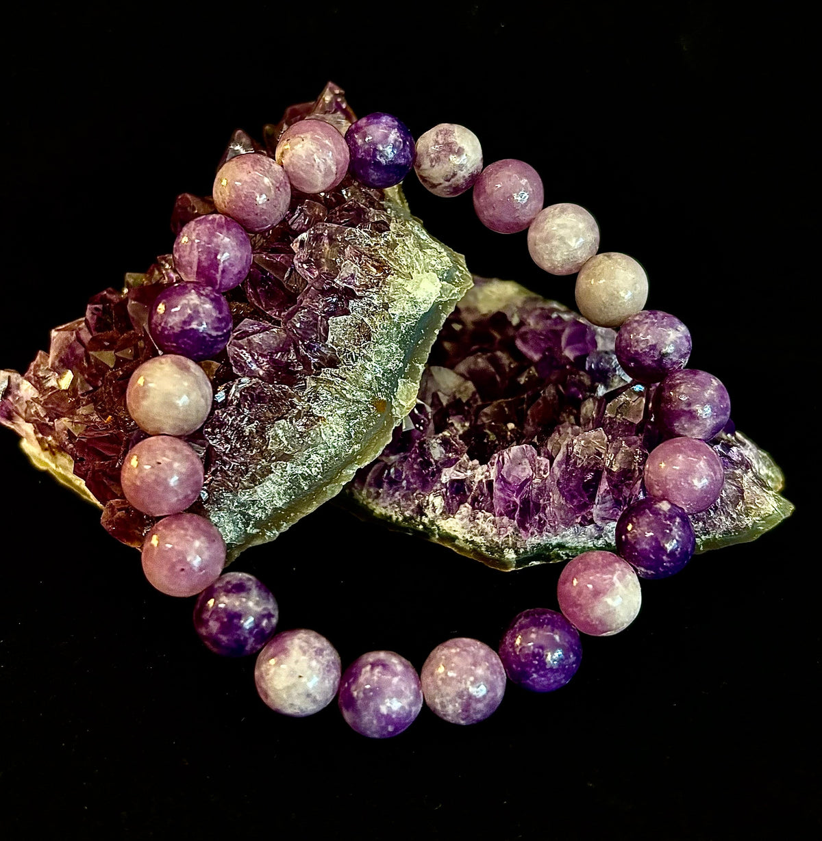 Reiki-Infused Natural Lepidolite Bracelet for Stress Relief, Emotional Balance & Nervous System Calm (8mm)