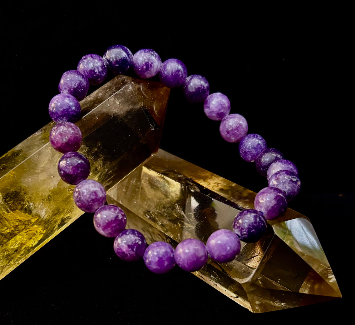 Reiki-Infused Natural Lepidolite Bracelet for Stress Relief, Emotional Balance & Nervous System Calm (8mm)