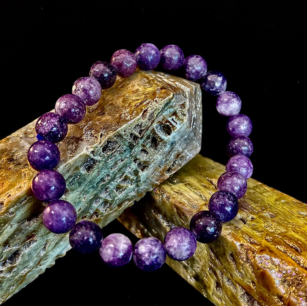 Reiki-Infused Natural Lepidolite Bracelet for Stress Relief, Emotional Balance & Nervous System Calm (8mm)