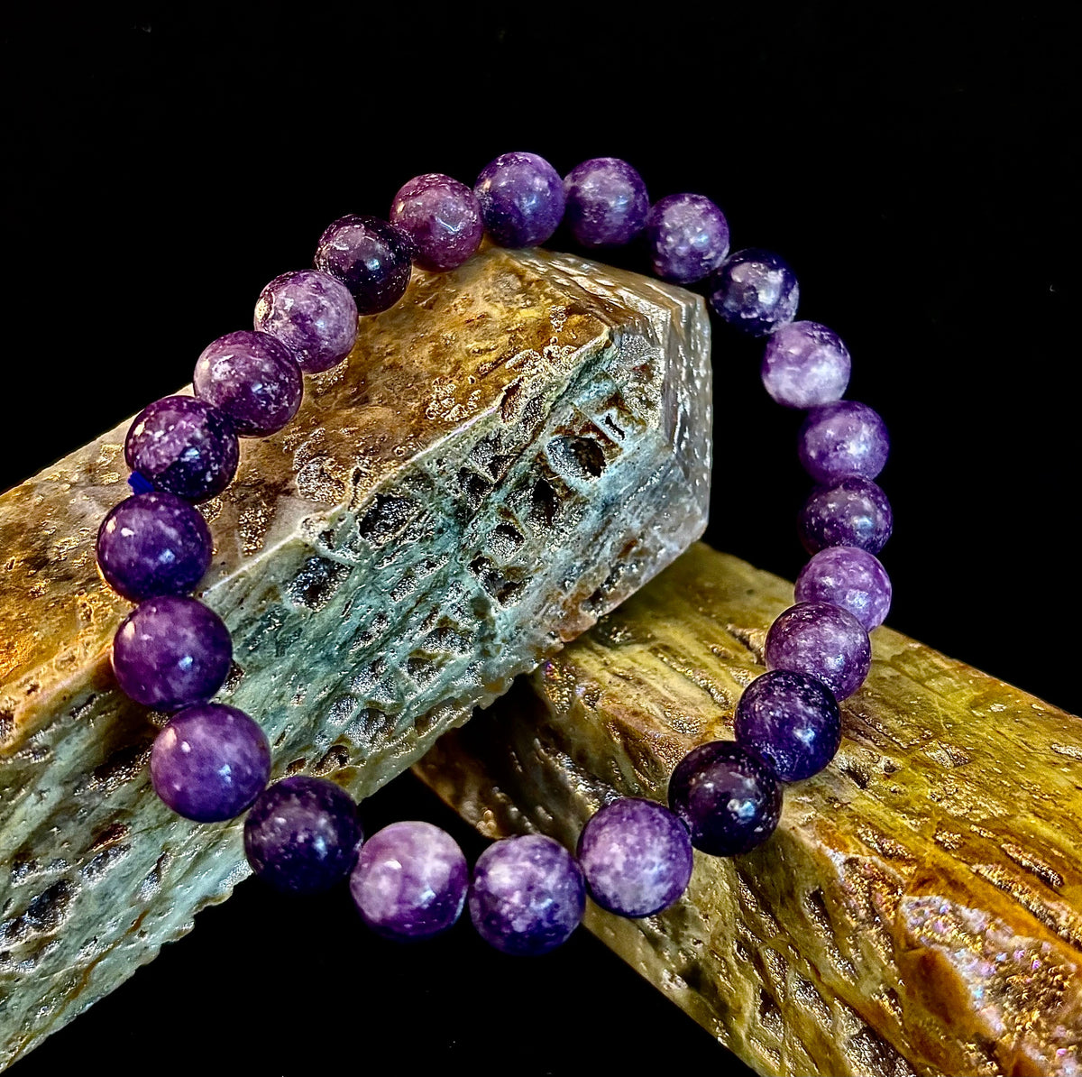 Reiki-Infused Natural Lepidolite Bracelet for Stress Relief, Emotional Balance & Nervous System Calm (8mm)