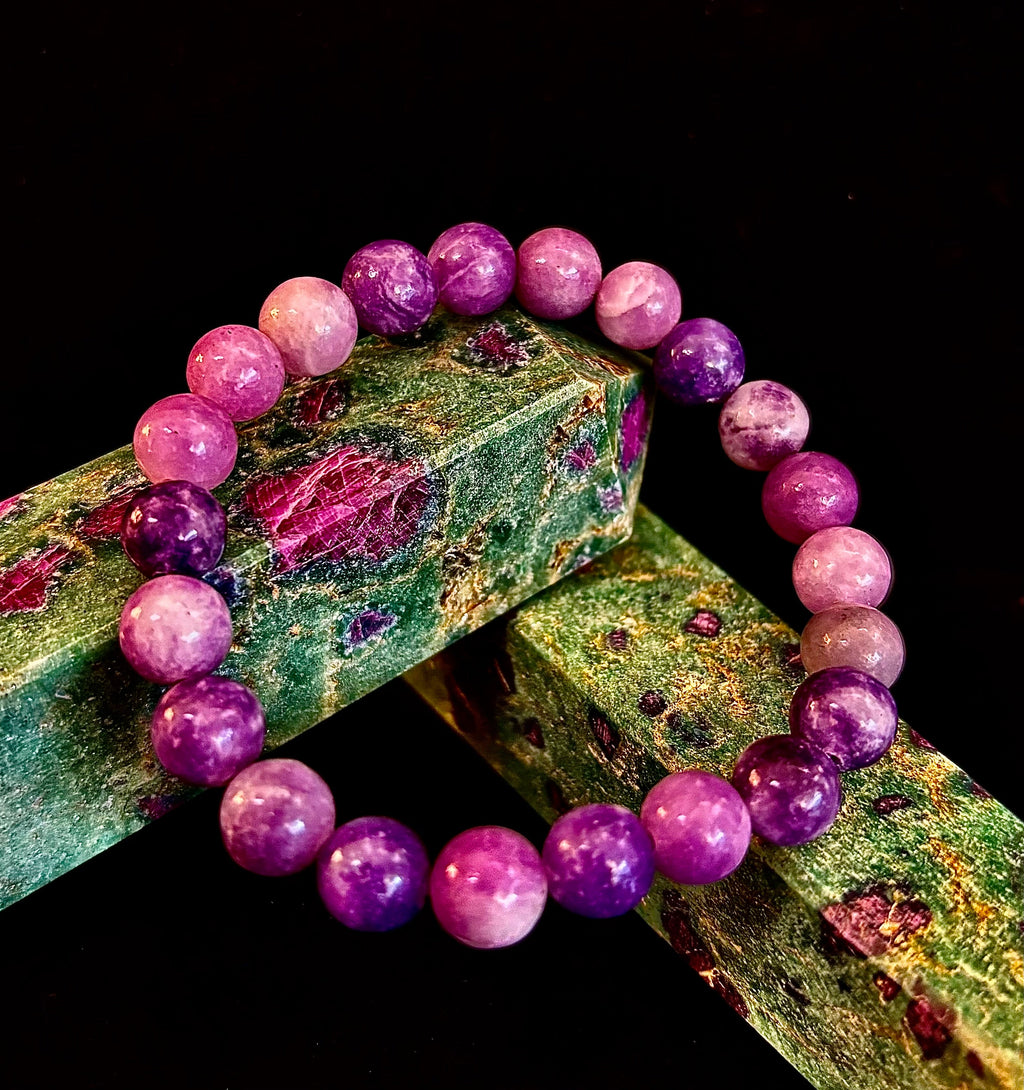 Reiki-Infused Natural Lepidolite Bracelet for Stress Relief, Emotional Balance & Nervous System Calm (8mm)