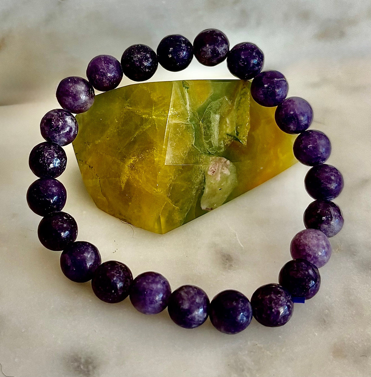 Reiki-Infused Natural Lepidolite Bracelet for Stress Relief, Emotional Balance & Nervous System Calm (8mm)