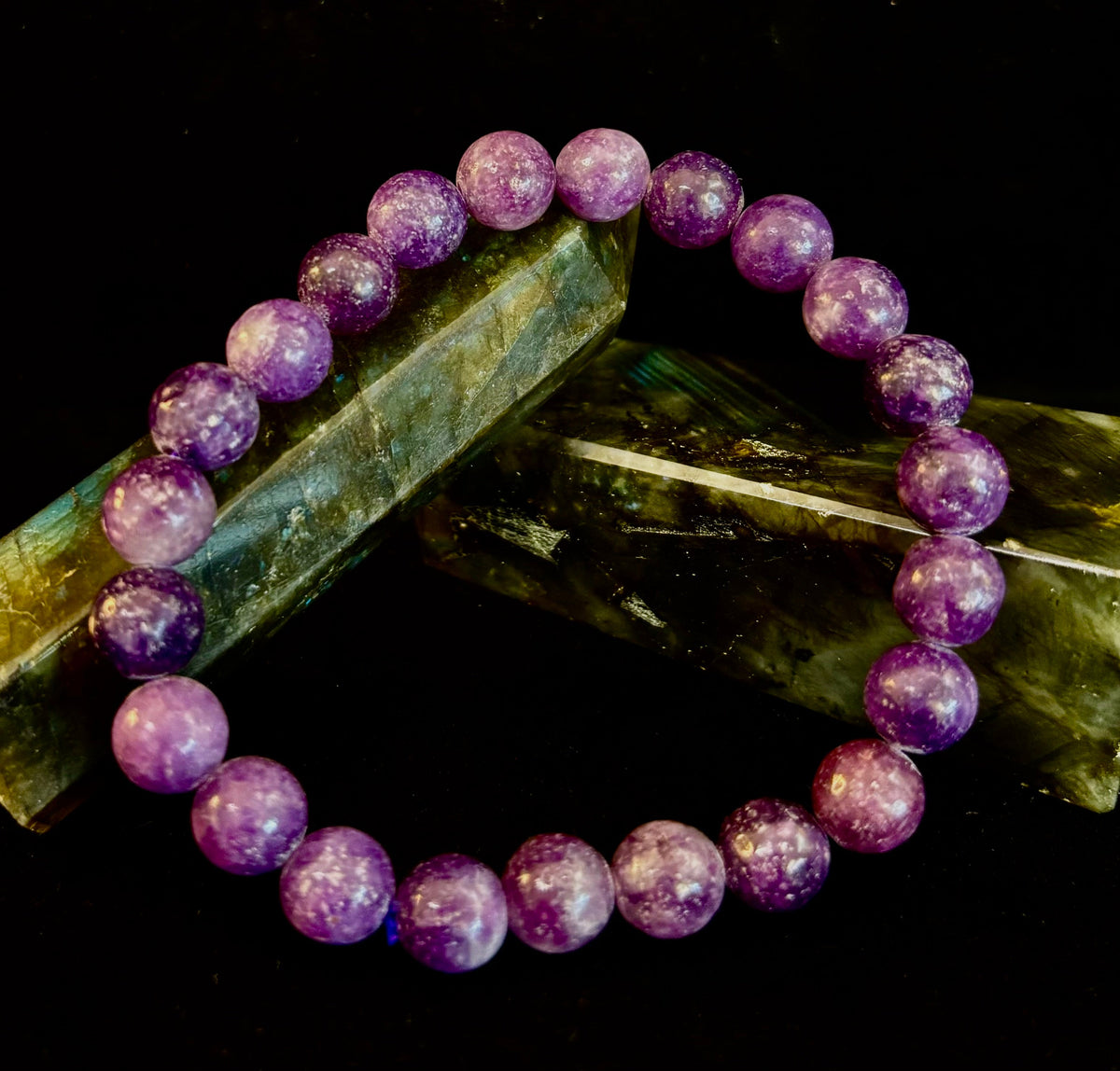 Reiki-Infused Natural Lepidolite Bracelet for Stress Relief, Emotional Balance & Nervous System Calm (8mm)