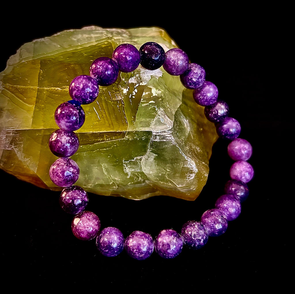 Reiki-Infused Natural Lepidolite Bracelet for Stress Relief, Emotional Balance & Nervous System Calm (8mm)