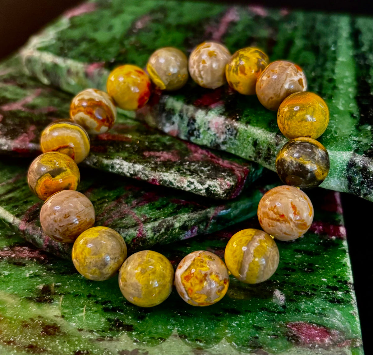 Bumble Bee Jasper Statement Bracelet – Rare Natural Gemstone | Limited Supply | Three Bead Sizes