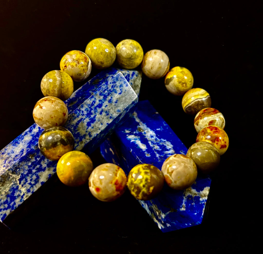 Bumble Bee Jasper Statement Bracelet – Rare Natural Gemstone | Limited Supply | Three Bead Sizes