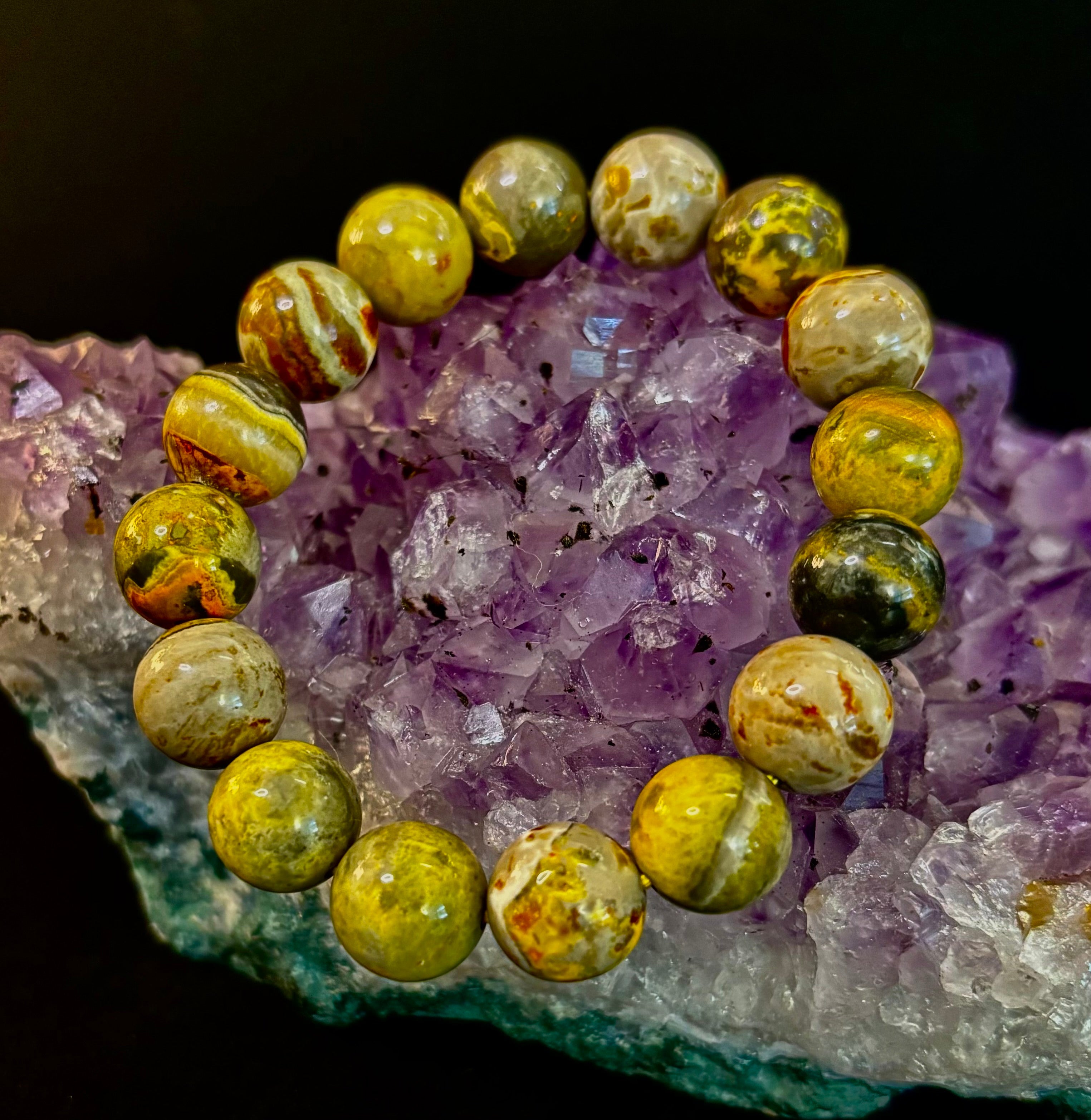 Bumble Bee Jasper Statement Bracelet – Rare Natural Gemstone | Limited Supply | Three Bead Sizes