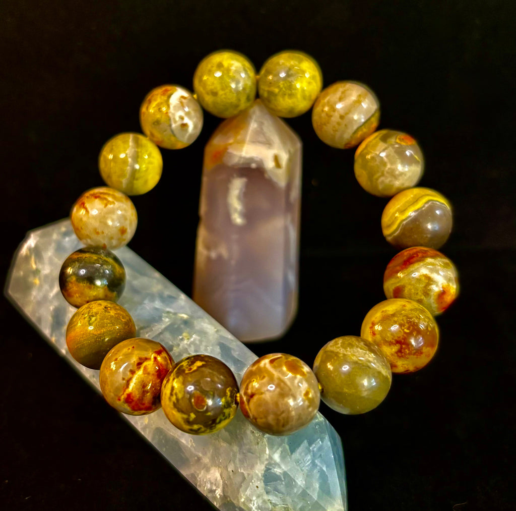 Bumble Bee Jasper Statement Bracelet – Rare Natural Gemstone | Limited Supply | Three Bead Sizes