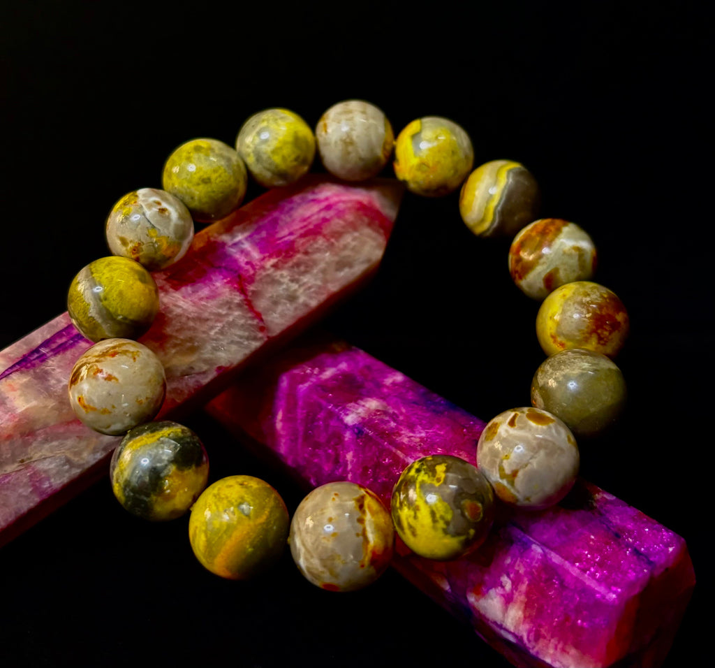 Bumble Bee Jasper Statement Bracelet – Rare Natural Gemstone | Limited Supply | Three Bead Sizes